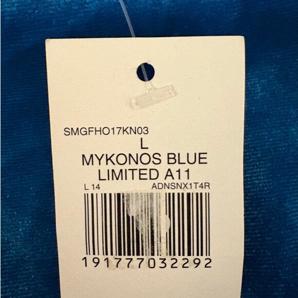The Limited Mykonos Blue Crushed Velvet Blouse Top Bell Sleeve Ribbon Tie NEW - Picture 5 of 11